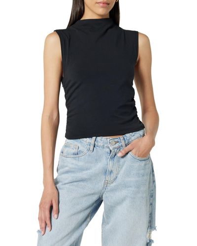 The Drop Raylen Sleeveless Ruched Top Camisa - Negro