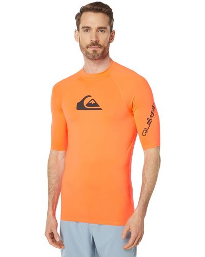 Quiksilver All Time Short Sleeve Rashguard Fiery Coral Xl - Orange