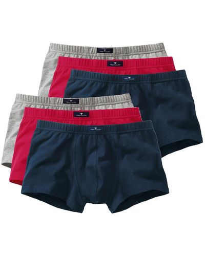 Tom Tailor Hip Pants Hüftshorts 6er Pack - Melange-red-Navy (9314) - XXL - Blau