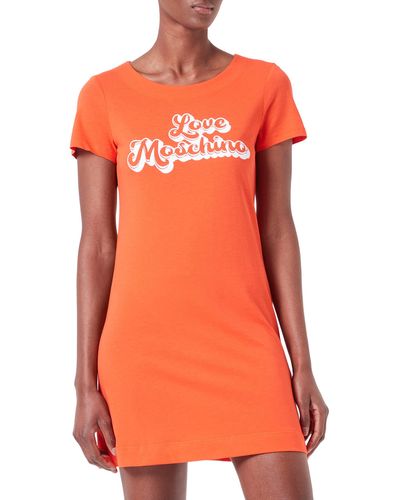 Love Moschino Dress Jersey with Bubble Print. Vestito - Arancione