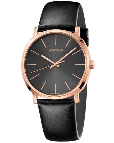 Calvin Klein Herren Analog Quarz Uhr mit Leder Armband K8Q316C3 - Mehrfarbig