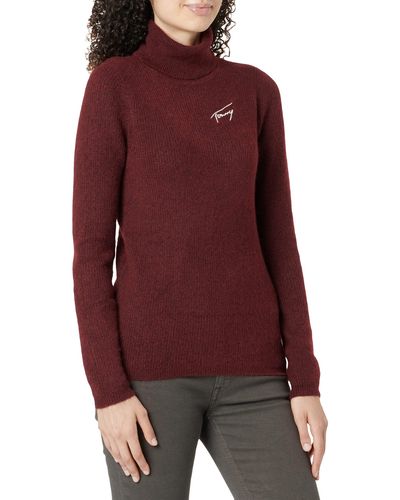 Tommy Hilfiger Tommy Jeans TJW Signature Rib Turtleneck Pullover - Rot