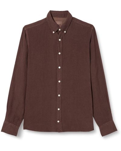 Hackett Hackett Garment Dyed B Long Sleeve Shirt L - Brown