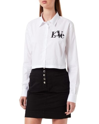 Love Moschino S Cropped fit with Rubber Love Print. Shirt - Weiß