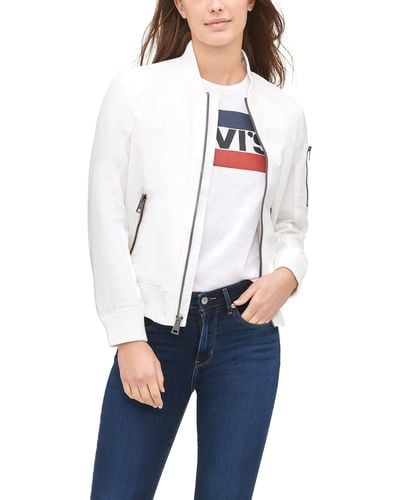 Levi's Poly Bomber Jacket With Contrast Zipper Pockets - White