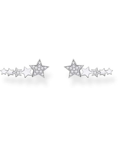 Thomas Sabo Ohrringe Ear Climber Sterne 925 Sterling Silber H2159-051-14 - Weiß