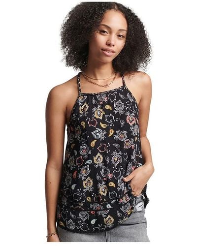 Superdry S Vintage Beach TOP Trägershirt/Cami Shirt - Schwarz