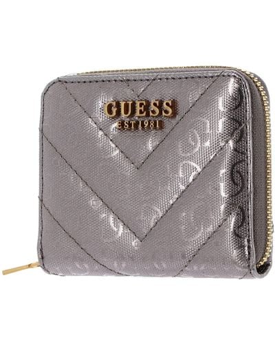 Guess Jania Small Zip Around Pewter - Gris