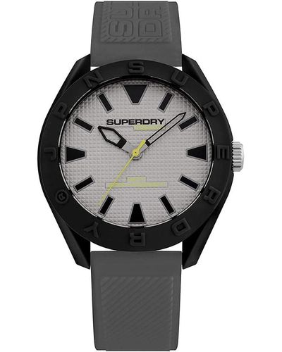 Superdry Analog Quarz Uhr mit Silikon Armband SYG243EE - Grau