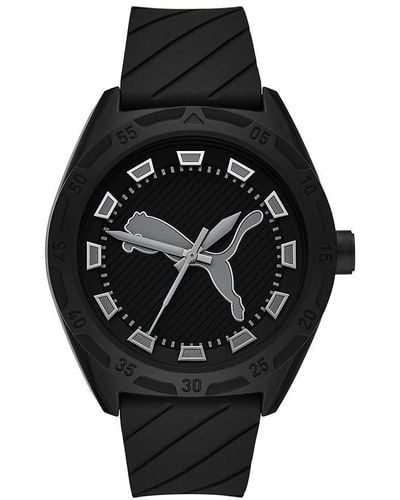 PUMA Analog Quarz Uhr mit Silikon Armband P5088 - Schwarz