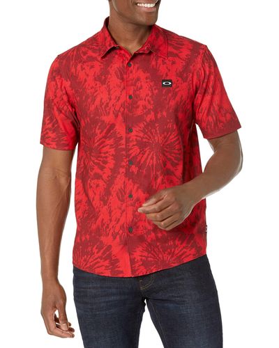 Oakley Erwachsene Dye Woven Hemd mit Button-Down-Kragen - Rot