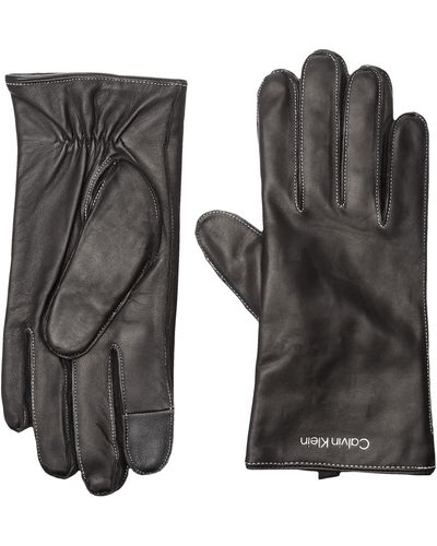 Calvin Klein Genähte Lederhandschuhe Handschuhe - Schwarz