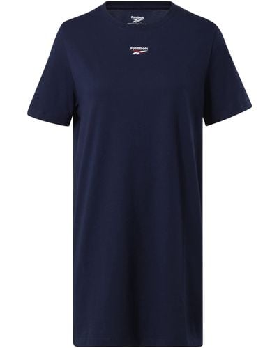 Reebok S Cotton T-shirt Dress Relaxed Fit Vector Navy M - Blue