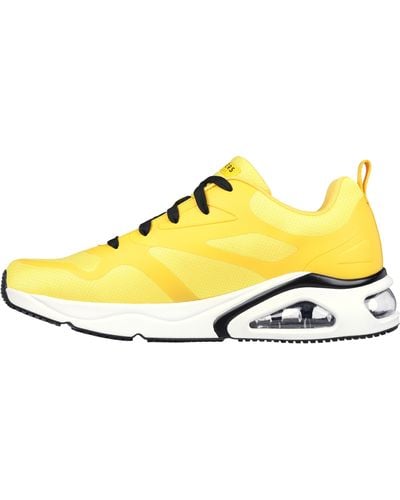 Skechers Tres Air Uno Revolution Airy Yellow Low Top Sneaker Shoes 9 - Geel