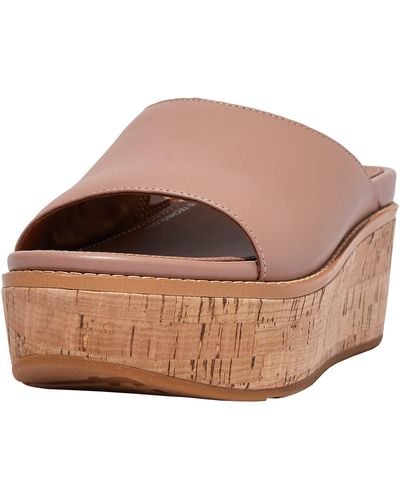 Fitflop S Eloise Cork Wrap Wedge Platforms Sandals Pink 6 Uk - Natural