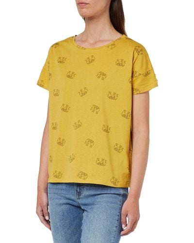 Springfield T-shirt Met Knoopmouwen - Geel