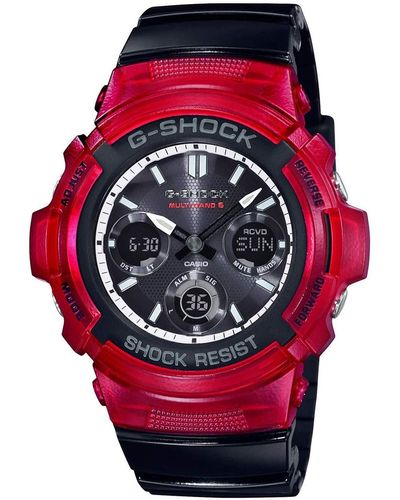 G-Shock Orologio Quarzo -Adulto con Cinturino in caucciú AWG-M100SRB-4AER - Rosso