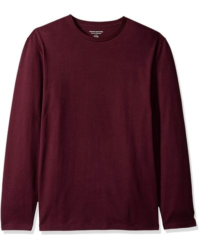 Amazon Essentials Regular-Fit Long-Sleeve T-Shirt Available Pocket Camiseta - Morado