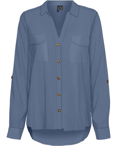 Vero Moda VMBUMPY L/S Shirt New WVN GA NOOS Hemd - Blau