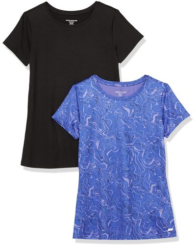 Amazon Essentials T-shirt technique extensible avec manches courtes et col rond - Bleu