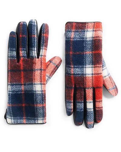 Desigual Gants Check 3029 Dark Red Kit d'accessoires d'hiver - Bleu