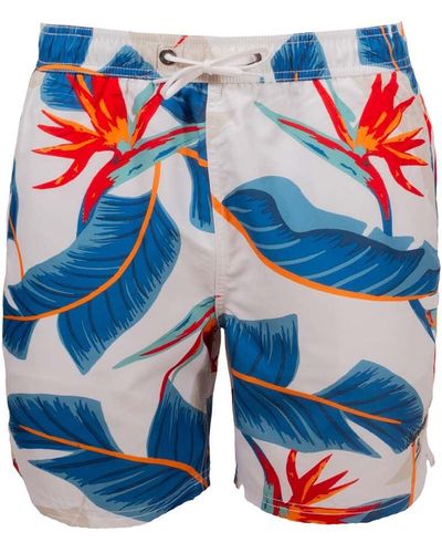 Superdry Beach Shorts With Hawaiian Print - Blue