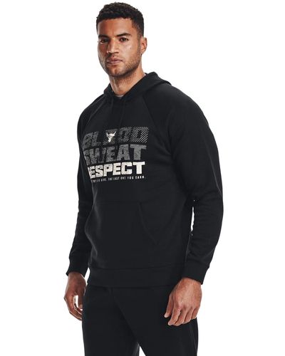 Under Armour S Project Rock Rival Fleece Hoodie Black/white L