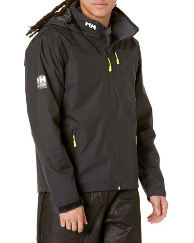 Helly Hansen Crew Hooded Midlayer Fleece Lined Waterproof Raincoat Jacket - Black