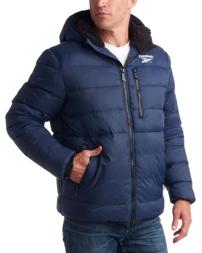 Reebok Heavyweight Quilted Puffer Parka Coat - Ski Jacket For - Blue