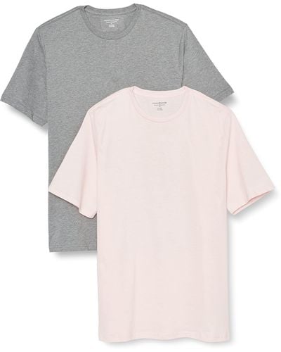 Amazon Essentials Camiseta de ga Cuello Redondo y Corte Recto Hombre - Blanco