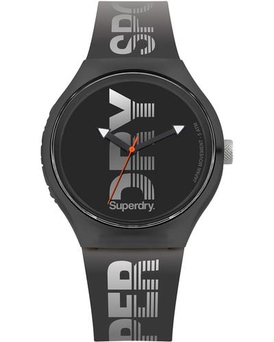Superdry Analog Quarz Uhr mit Silikon Armband SYG189B - Schwarz