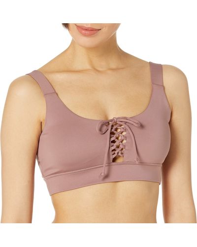 Guess Active Medium Support Sports Bra With Lace-up Detail - Multicolor