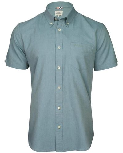 Ben Sherman Short Sleeve Oxford Shirt With Button-down Collar - Blue