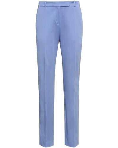 HUGO Regular-fit Cropped Trousers In Stretch Cotton - Blue
