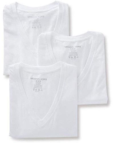 Michael Kors S 3-Pack Performance Cotton V Neck T Shirts - Weiß