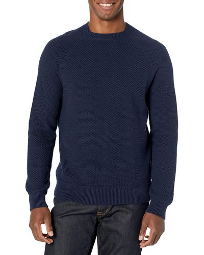 Amazon Essentials Oversize-Pullover mit Rundhalsausschnitt aus strukturierter Baumwolle - Blau