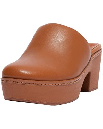 Fitflop Pilar Leather Platform Mules - Brown