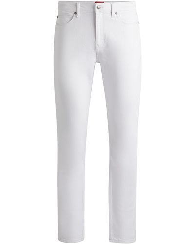 HUGO S 708 Slim-fit Jeans In White Stretch Denim
