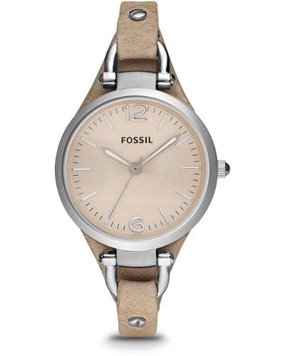 Fossil Analog Quarz Uhr mit Leder Armband ES3060 - Mettallic