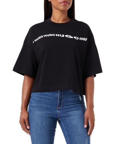 HUGO Cropped Tea_6 T-shirt - Black