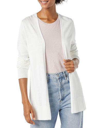 Amazon Essentials Lightweight Open-Front Cardigan Sweater Maglione - Bianco