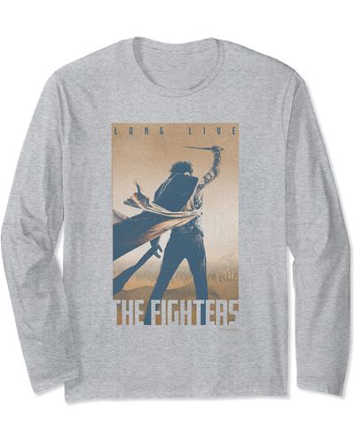 Dune Part Two Paul Atreides Long Live The Fighters Portrait Long Sleeve T-shirt - Grey