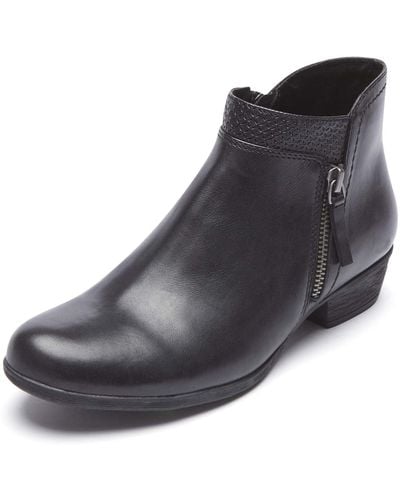 Rockport Carly Bootie Ankle Boot, Black Leather, 8.5 W Us