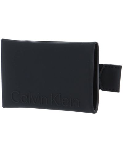 Calvin Klein Rubberized Slide Cardholder Ck Black - Zwart