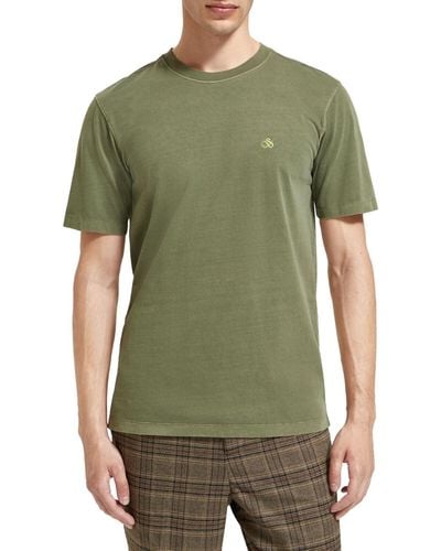 Scotch & Soda Regular Fit Garment-dyed Logo T-shirt - Green