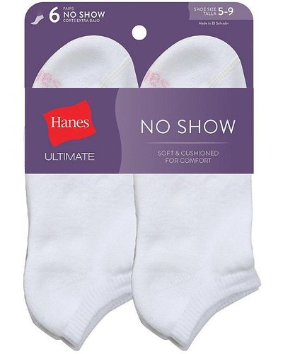 Hanes Ultimate 6-pack No-show Socks - White