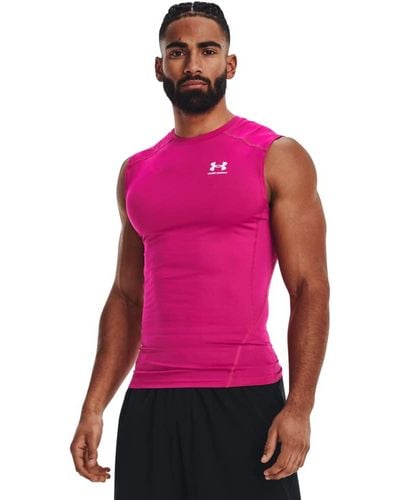 Under Armour Standard HeatGear Compression Sleeveless T-Shirt, - Pink