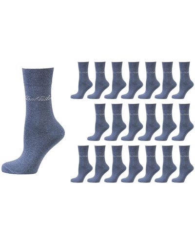 Tom Tailor Uni Socks 20 Paar 430 denim melange jeans blau meliert 35-42 - Schwarz