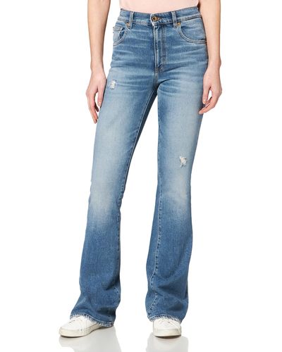 Love Moschino Pantaloni a 5 Tasche con Motivo a Cuore Dorato sulla Tasca Posteriore Jeans - Blu