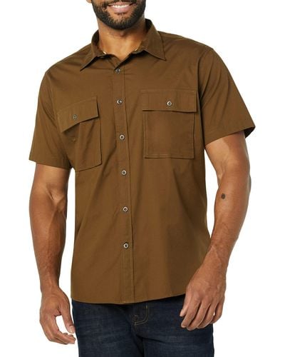 Amazon Essentials Standard-fit Short-sleeved Two-pocket Utility Shirt - Brown